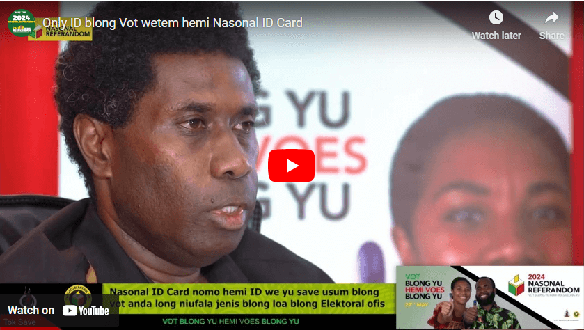 Only ID blong Vot wetem hemi Nasonal ID Card