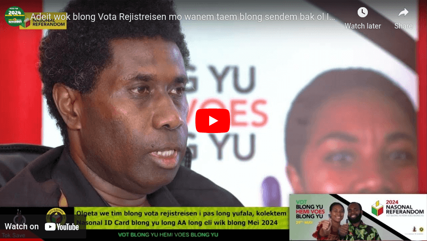 Adeit wok blong Vota Rejistreisen mo wanem taem blong sendem bak ol ID card