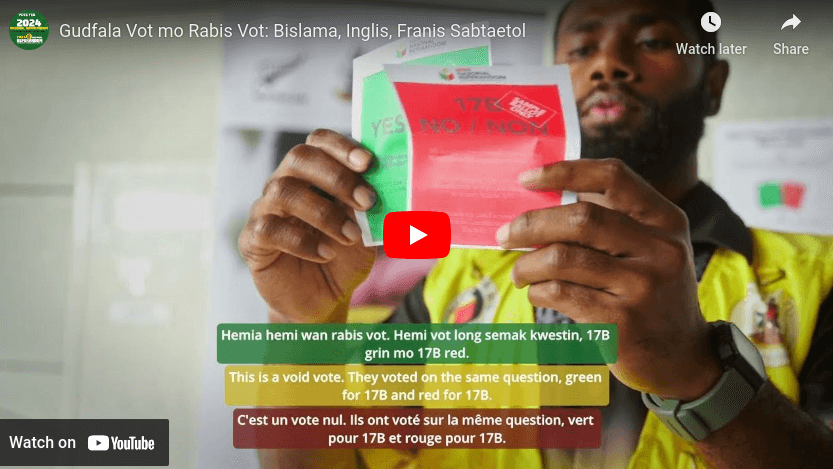 Gudfala Vot mo Rabis Vot: Bislama, Inglis, Franis Sabtaetol